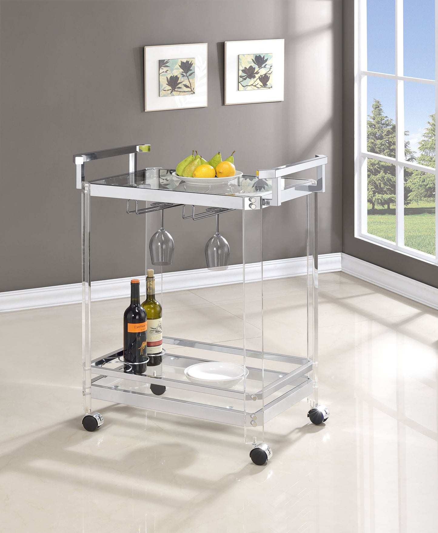 Jefferson 2-tier Glass Serving Cart Clear