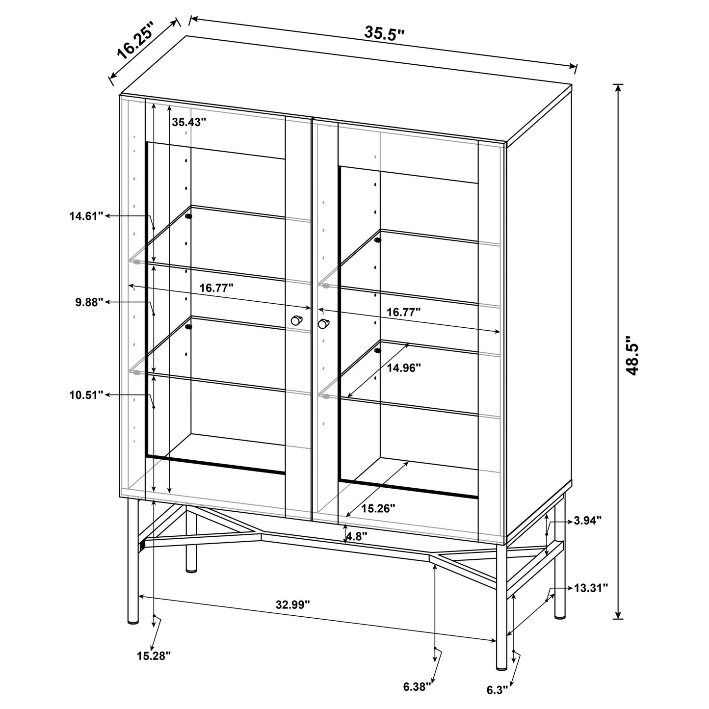 Bonilla 2-door Accent Cabinet with Glass Shelves