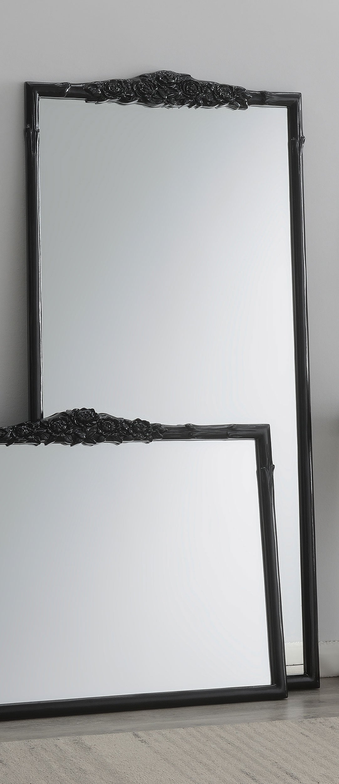 Sylvie French Provincial Rectangular Floor Mirror Black